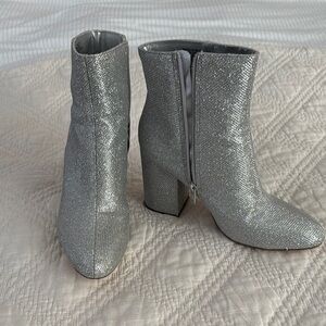 Silver Glitter Ankle Boots